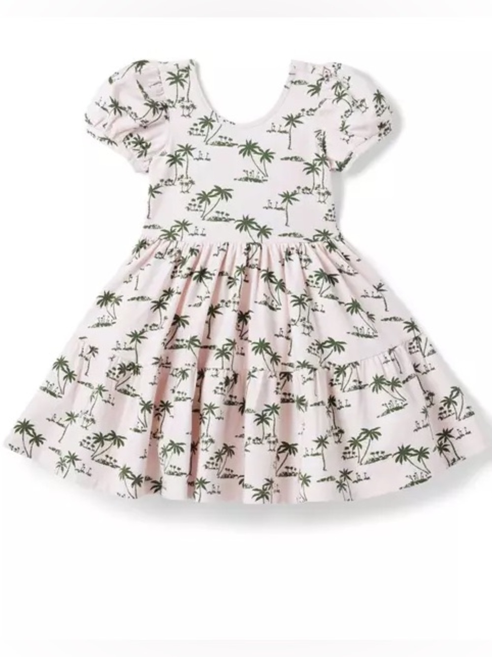 Janie and Jack Everyday Puff Sleeve Dress in the Mauve Chalk Palm print size 14